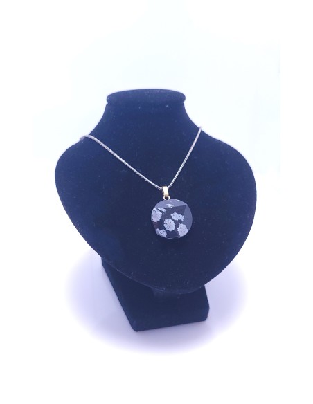 Pendentif Sceau de Salomon en Obsidienne neige -  Encens.fr