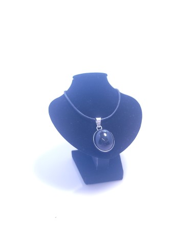 Pendentif cerclé argent en Obsidienne oeil céleste 8g - Encens.fr