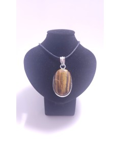 Pendentif cerclé argent en Oeil de tigre 16g - Encens.fr
