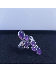 Bague réglable grappe en argent et Améthyste 2