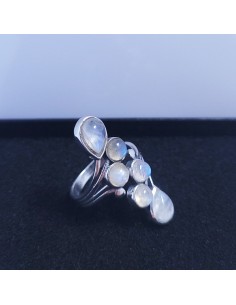 Bague réglable grappe en argent et Pierre de lune 2