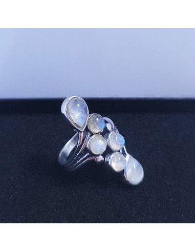 Bague autoréglable en Pierre de lune - Encens.fr