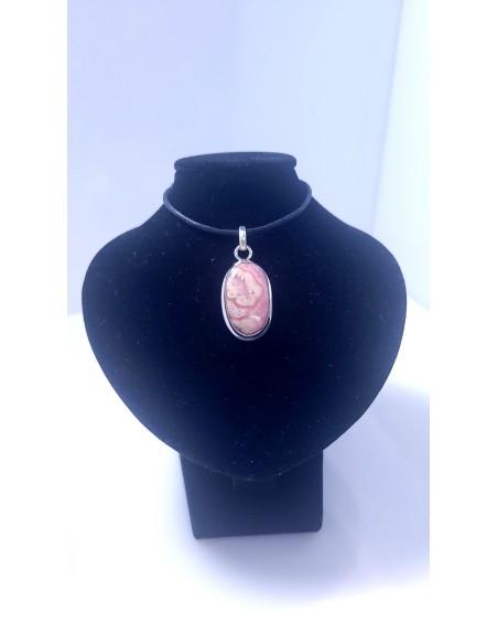 Pendentif cerclé argent en Rhodocrosite 6g - Encens.fr