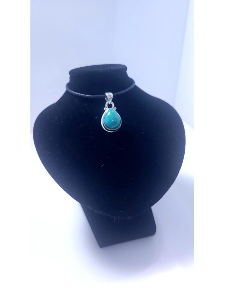 Pendentif cerclé argent en Turquoise 4g - Encens.fr