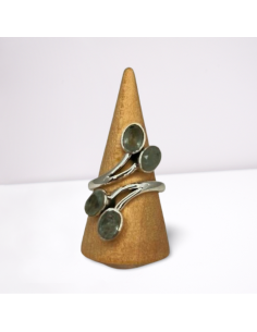 Bague argent 925 réglable avec Aigue-Marine naturelle
