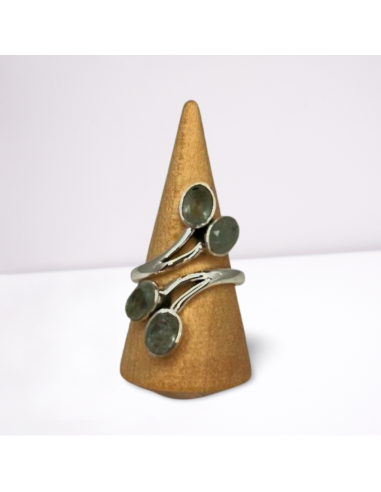 Bague argent 925 réglable avec Aigue-Marine naturelle