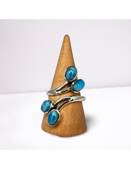 Bague réglable en Argent et Larimar