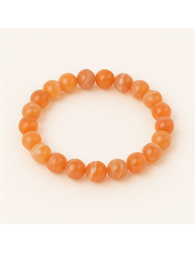bracelet 6 mm en agate carneolée