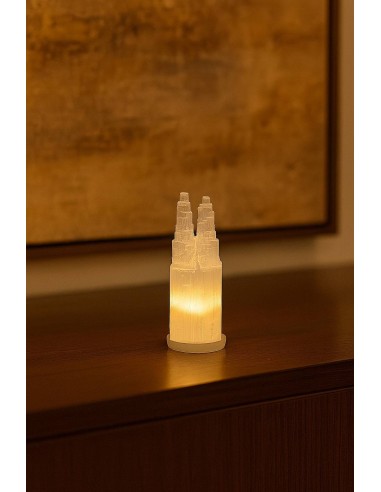 Lampe minérale en sélénite double 35 cm