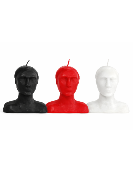 Bougie Tête d’Homme Noir, Rouge ou Blanc