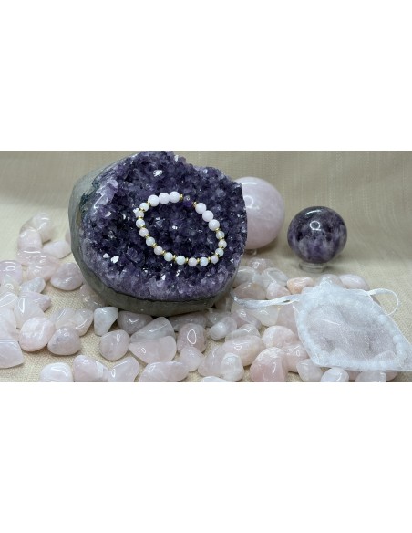 Bracelet Amour & Intuition – Quartz Rose, Pierre de Lune & Améthyste