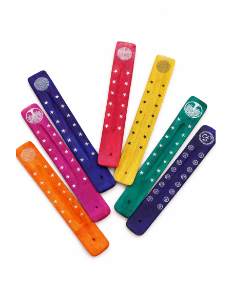 Porte-Encens en Bois Coloré – Support d’Encens Artisanal Apaisant