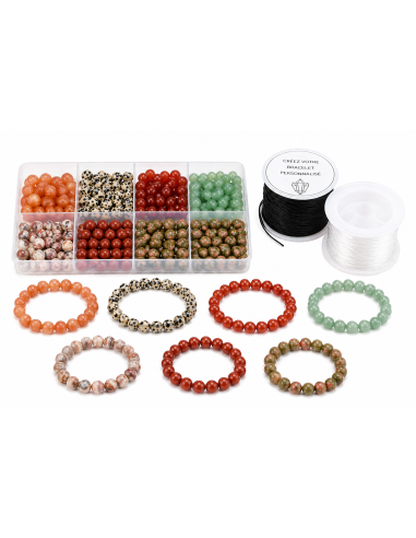 Bracelet Énergétique Personnalisable – 3 Pierres au Choix (Perles 8 mm)